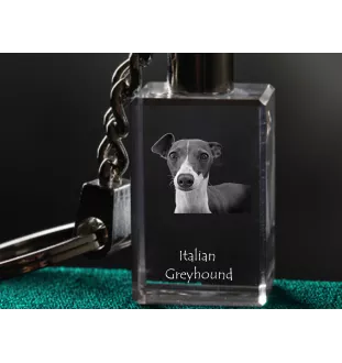 Italienisches Windspiel, Italian Greyhound - Schlüsselanhänger aus Kristall mit Hundefoto, beleuchteter Schlüsselanhänger, einzigartiges Geschenk der Marke Art-Dog