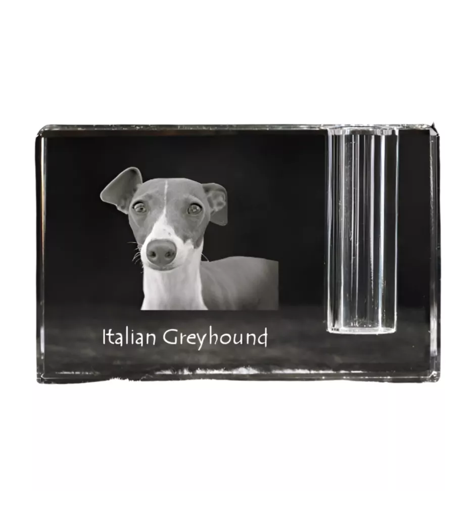 Levrette d'Italie, Petit lévrier italien - Porte-stylos, organiseur en cristal avec photo de chien, décoration de bureau unique par la marque Art-Dog