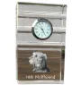 Irischer Wolfshund, Irish Wolfhound - Glasuhr mit Foto, Foto eines Hundes im Kristall, personalisierte Tischuhr für das Büro der Marke Art-Dog