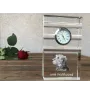 Irischer Wolfshund, Irish Wolfhound - Glasuhr mit Foto, Foto eines Hundes im Kristall, personalisierte Tischuhr für das Büro der Marke Art-Dog