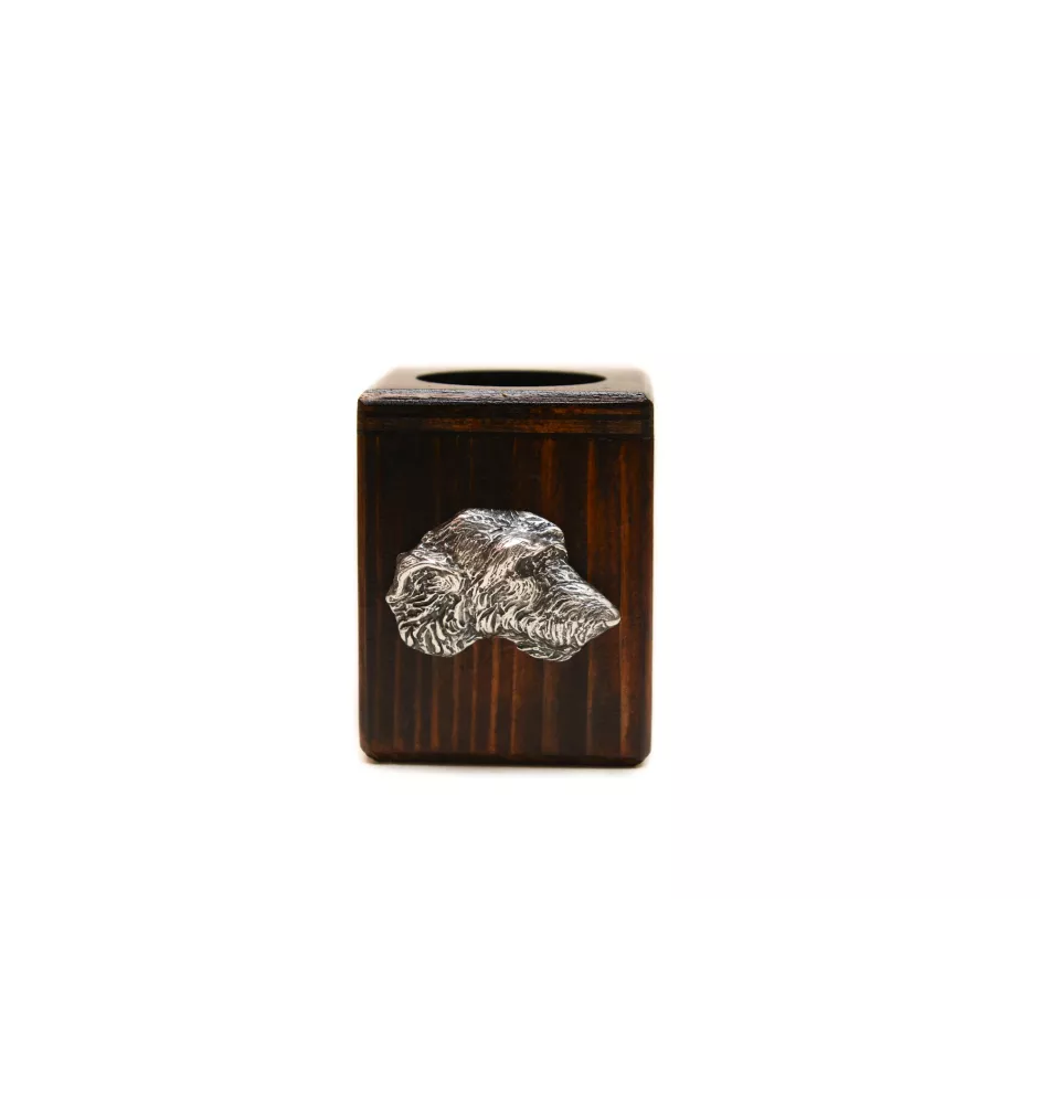 Irischer Wolfshund, Irish Wolfhound - Holzkerzenständer mit Hund, einzigartiges Andenken an den Verlust eines Hundes, Handwerkskunst der Marke Art-Dog