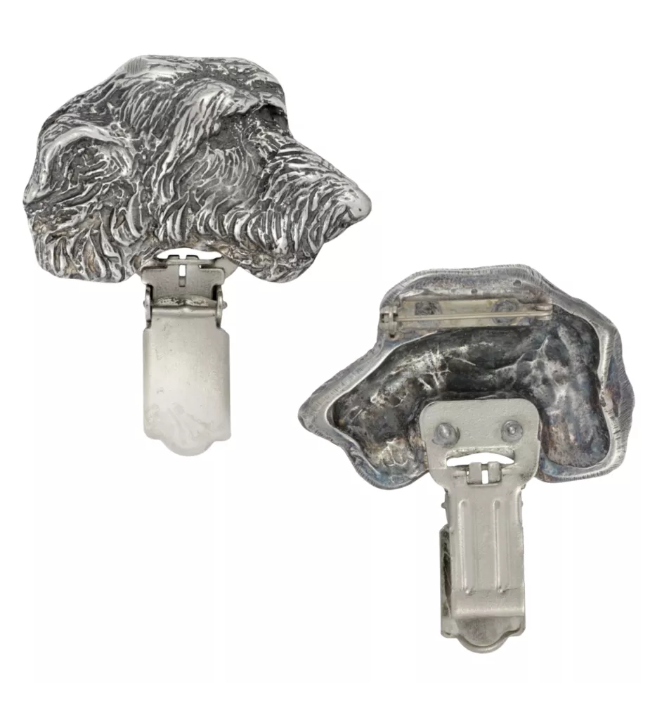 Lévrier irlandais, Irish wolfhound - broche avec pince, support pour numéro de départ, épingle argentée pour exposition de chiens de la marque Art-Dog