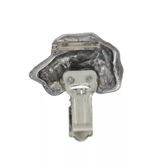 Irischer Wolfshund, Irish Wolfhound - Brosche mit Clip, Startnummernhalter, versilberte Anstecknadel für Hundeausstellungen der Marke Art-Dog