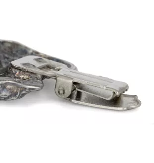 Irish Wolfhound - brooch with a clip, holder for a start number, silver-plated dog show pin from the Art-Dog brand