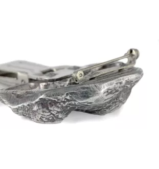 Lévrier irlandais, Irish wolfhound - broche avec pince, support pour numéro de départ, épingle argentée pour exposition de chiens de la marque Art-Dog