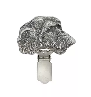 Irish Wolfhound - brooch with a clip, holder for a start number, silver-plated dog show pin from the Art-Dog brand