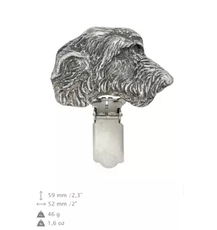 Lévrier irlandais, Irish wolfhound - broche avec pince, support pour numéro de départ, épingle argentée pour exposition de chiens de la marque Art-Dog