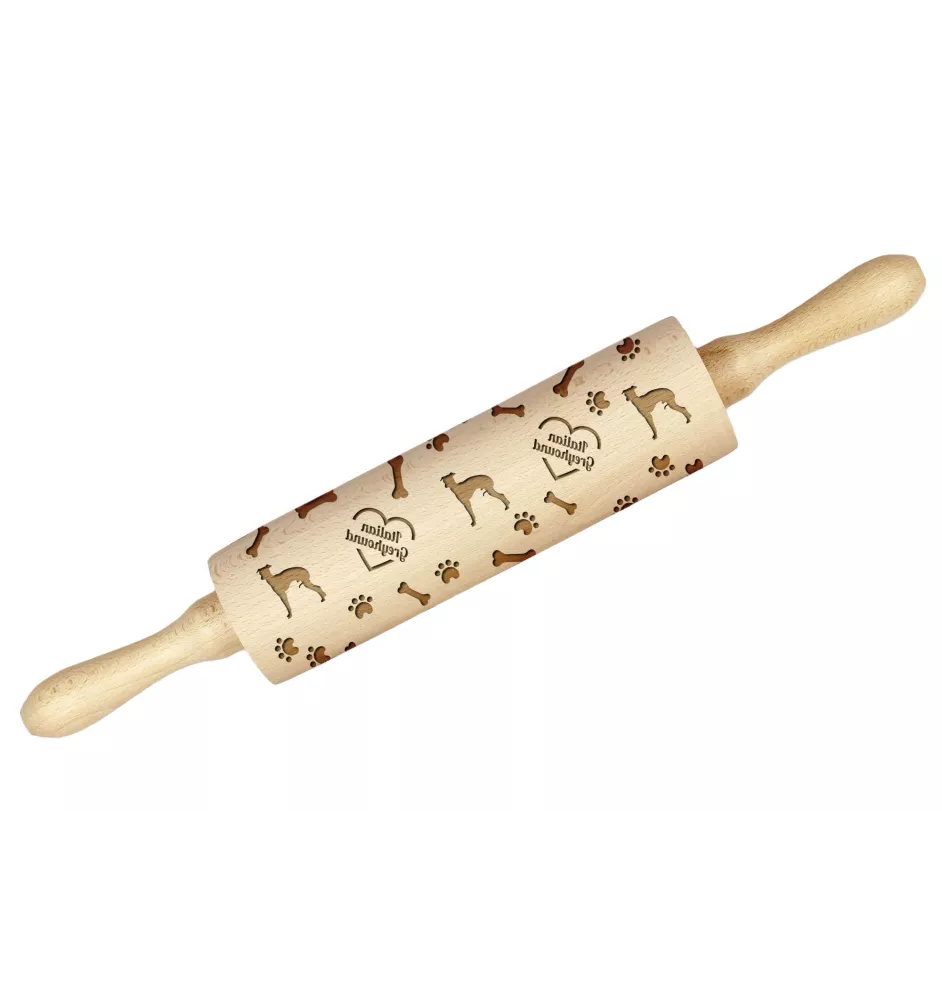 Italian Greyhound, Italian Sighthound - rolling pin with a dog, decorating cookies with a rolling pin in patterns, a gift for the ceramicist of the Art-Dog brand