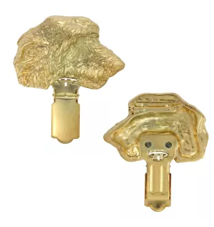 Irischer Wolfshund, Irish Wolfhound - Brosche mit Clip, vergoldeter Startnummernhalter, elegante Hundeaustellungsnadel der Marke Art-Dog