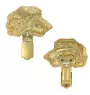 Irish Wolfhound - brooch with a clip, gold-plated holder for a race number, elegant dog show pin from Art-Dog brand