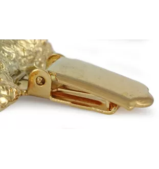 Irish Wolfhound - brooch with a clip, gold-plated holder for a race number, elegant dog show pin from Art-Dog brand