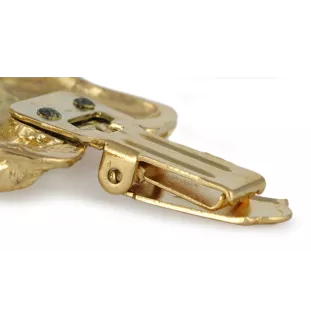 Irish Wolfhound - brooch with a clip, gold-plated holder for a race number, elegant dog show pin from Art-Dog brand