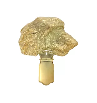 Irischer Wolfshund, Irish Wolfhound - Brosche mit Clip, vergoldeter Startnummernhalter, Geschenk für Hundeausstellung der Marke Art-Dog