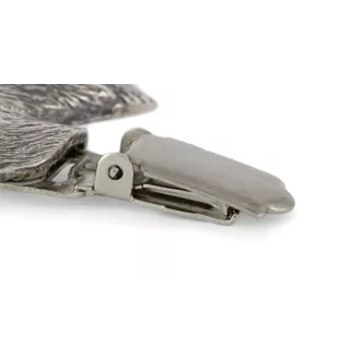 Italian Greyhound, Italian Sighthound - brooch with a clip, holder for a start number, silver-plated dog show pin from the Art-Dog brand