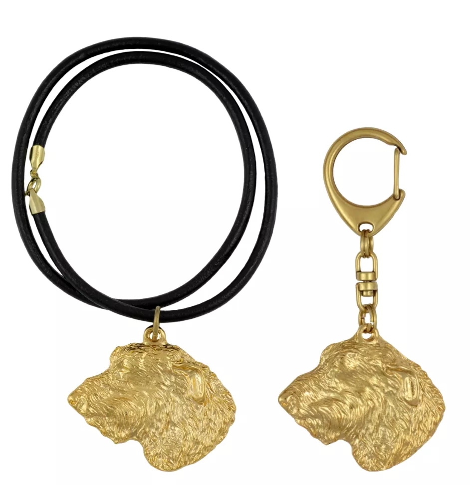 Irischer Wolfshund, Irish Wolfhound I - Schlüsselanhänger und Halskette mit Hund in einer Box, vergoldetes Produkt von hoher Qualität, Marke Art-Dog