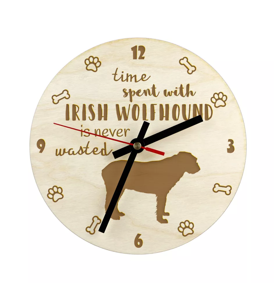 Irish Wolfhound - clock with a dog, wooden clock, wall clock for dog lovers, clock for desk and shelf, Art-Dog