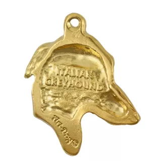 Levrette d'Italie, Petit lévrier italien - porte-clés et collier avec chien dans une boîte, produit plaqué or de haute qualité, marque Art-Dog