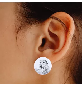 Lévrier irlandais, Irish wolfhound - boucles d'oreilles uniques avec un chien, votre animal de compagnie sur un porte-clés, marque propre Art-Dog