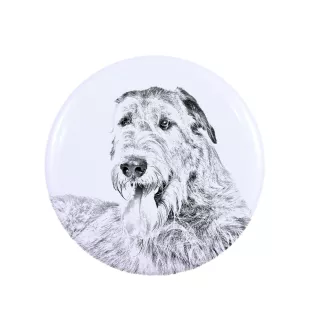 Irischer Wolfshund, Irish Wolfhound Magnet mit einem Hundepfotenabdruck, außergewöhnlich leicht, starker Magnet, handgefertigtes Produkt der Marke Art-Dog