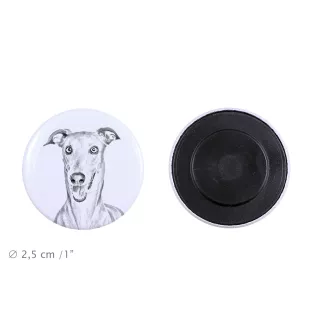 Italienisches Windspiel, Italian Greyhound Magnet mit einem Hundepfotenabdruck, außergewöhnlich leicht, starker Magnet, handgefertigtes Produkt der Marke Art-Dog