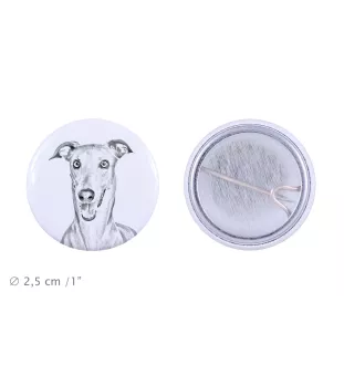 Italienisches Windspiel, Italian Greyhound - Anstecknadel mit Ihrem Hund, fügen Sie Ihr eigenes Foto hinzu, Marke Art-Dog