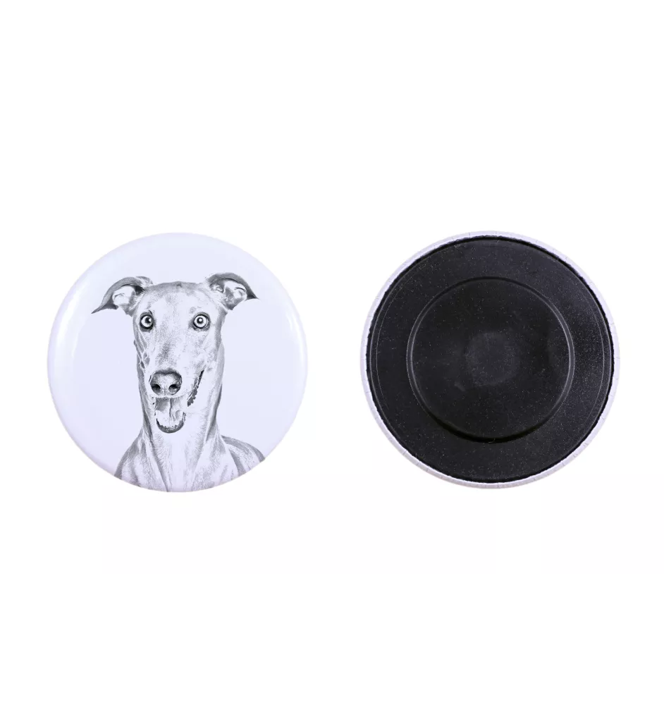 Italienisches Windspiel, Italian Greyhound Magnet mit einem Hundepfotenabdruck, außergewöhnlich leicht, starker Magnet, handgefertigtes Produkt der Marke Art-Dog