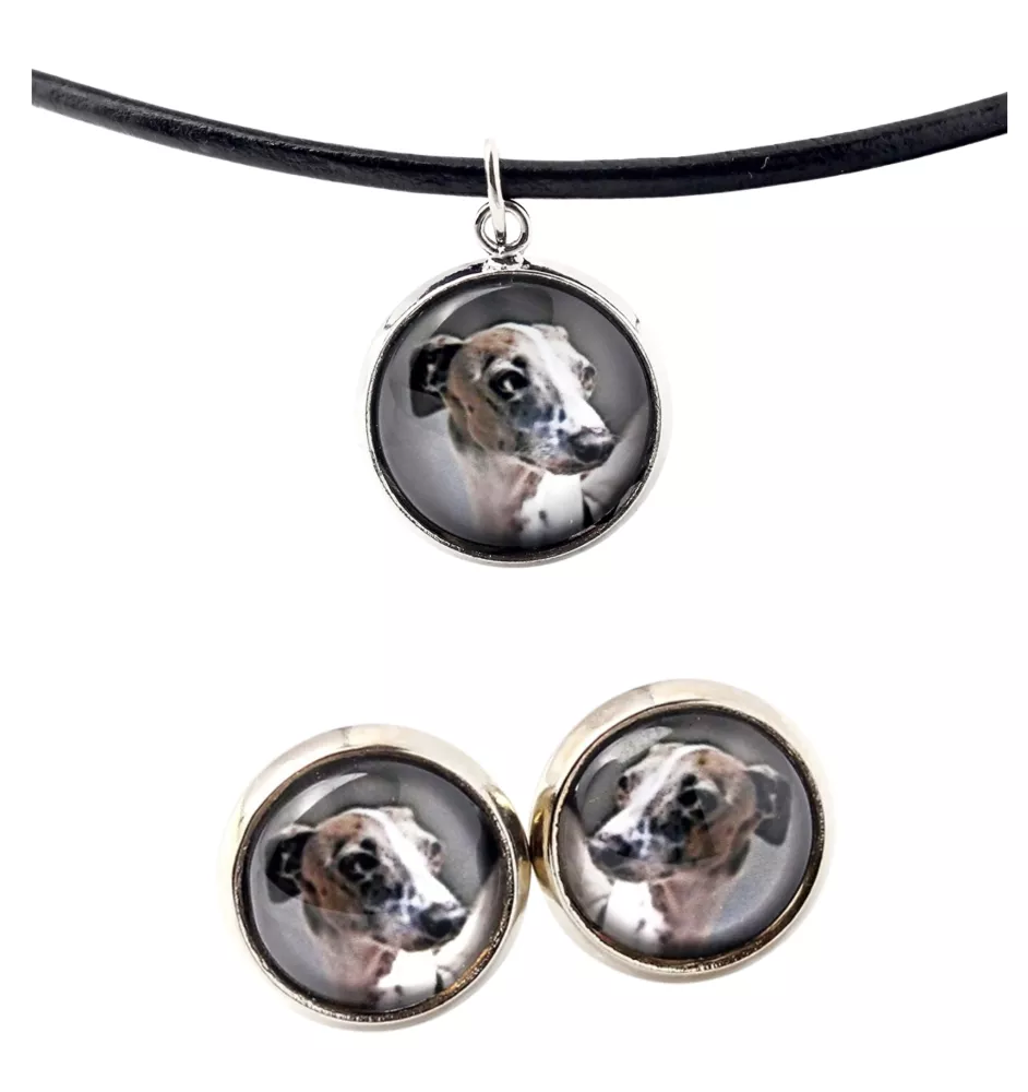 Italian Greyhound, Italian Sighthound - jewelry with your photo box, set of necklace and earrings, personalized products from the Art-Dog brand