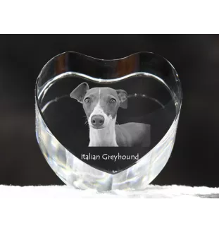 Levrette d'Italie, Petit lévrier italien - une photo de chien dans un cristal, un cœur en cristal, un cadre photo exceptionnel de la marque Art-Dog