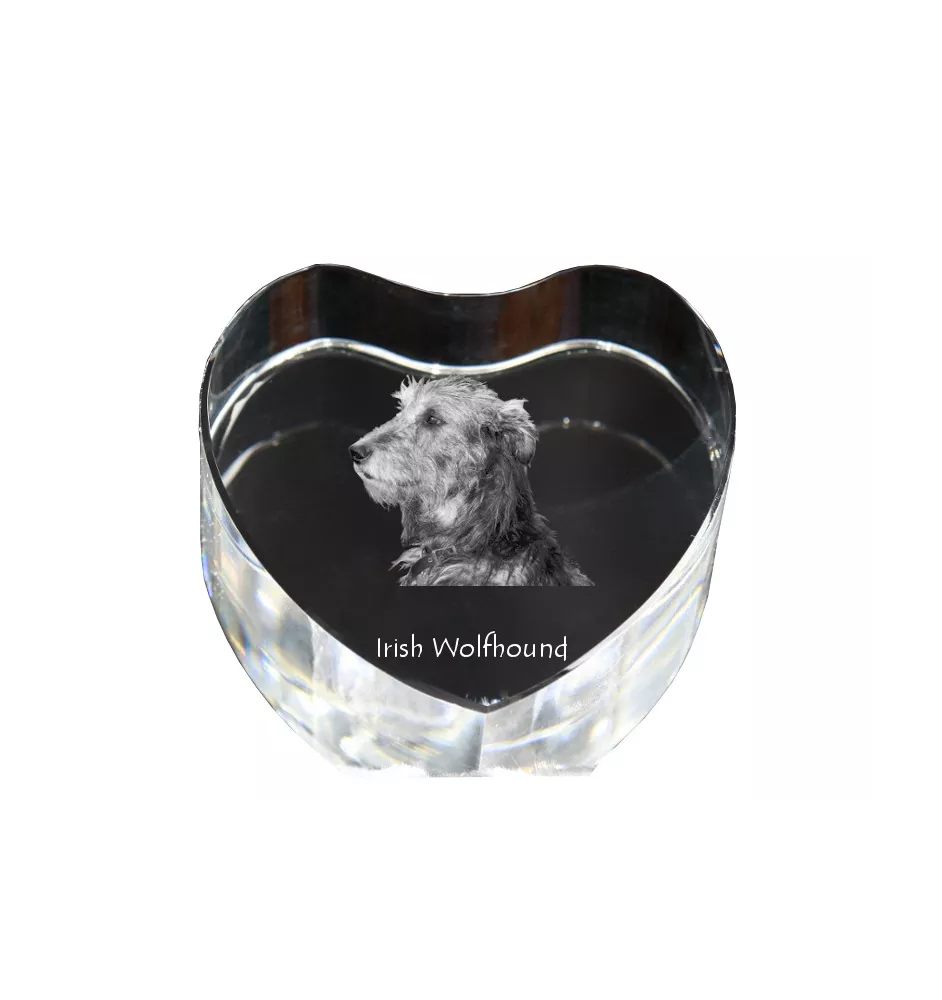 Irischer Wolfshund, Irish Wolfhound - Hundebild im Kristall, Kristallherz, einzigartiger Bilderrahmen der Marke Art-Dog