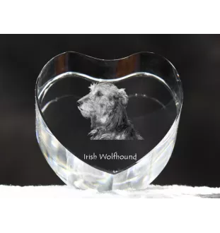 Irischer Wolfshund, Irish Wolfhound - Hundebild im Kristall, Kristallherz, einzigartiger Bilderrahmen der Marke Art-Dog