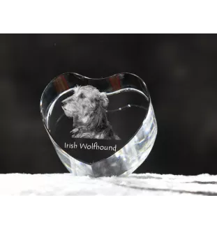 Irish Wolfhound - a photo of a dog in crystal, crystal heart, unique photo frame from the Art-Dog brand