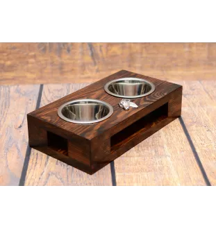 Italian Greyhound, Italian Sighthound - wooden stand with bowls for a dog, steel dog bowls, a gift for adopting a dog from the Art-Dog brand