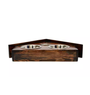 Irish Wolfhound I - wooden stand with bowls for a dog, decorative dog bowls, a gift for adopting a dog from the Art-Dog brand