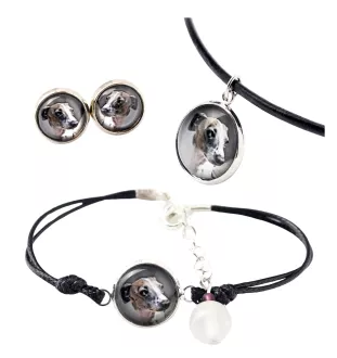 Levrette d'Italie, Petit lévrier italien - ensemble de bijoux dans une boîte, collier, boucles d'oreilles, bracelet, produits de la marque Art-Dog