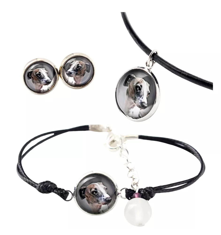 Levrette d'Italie, Petit lévrier italien - ensemble de bijoux dans une boîte, collier, boucles d'oreilles, bracelet, produits de la marque Art-Dog