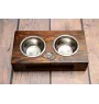 Irish Wolfhound I - wooden stand with bowls for a dog, steel dog bowls, a gift for adopting a dog from the Art-Dog brand