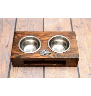 Irischer Wolfshund, Irish Wolfhound - Holzständer mit Näpfen für Hunde, Edelstahlnäpfe, Geschenk zur Adoption eines Hundes von der Marke Art-Dog