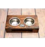 Irish Wolfhound - wooden stand with bowls for a dog, steel dog bowls, a gift for adopting a dog from the Art-Dog brand