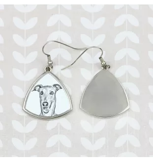Levrette d'Italie, Petit lévrier italien - boucles d'oreilles avec chien, boucles d'oreilles pendantes avec photo, bijoux personnalisés avec impression de la marque Art-Dog