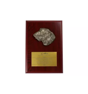 Wilczarz irlandzki plakietki z zimnego brązu na drewnie Art-Dog