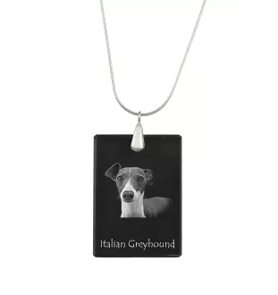 Italian Greyhound, Italian Sighthound - Crystal pendant with dog, silver necklace with photo, personalised pendant by Art-Dog brand