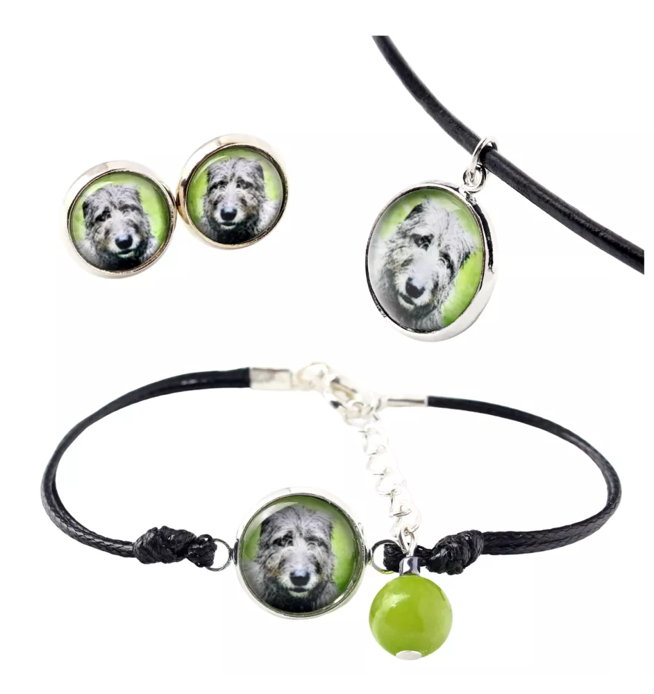 Irish Wolfhound - a set of jewelry in a box, necklace, earrings, bracelet, products from the Art-Dog brand