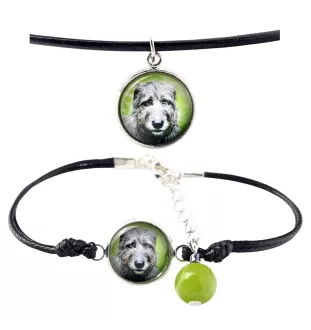 Lévrier irlandais, Irish wolfhound - ensemble de bijoux avec votre photo, ensemble fait à la main, bracelet et collier de la marque Art.-Dog