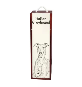 Italienisches Windspiel, Italian Greyhound - Weinbox mit Hund, Alkoholbox mit Grafik, personalisierte Geschenkbox der Marke Art-Dog