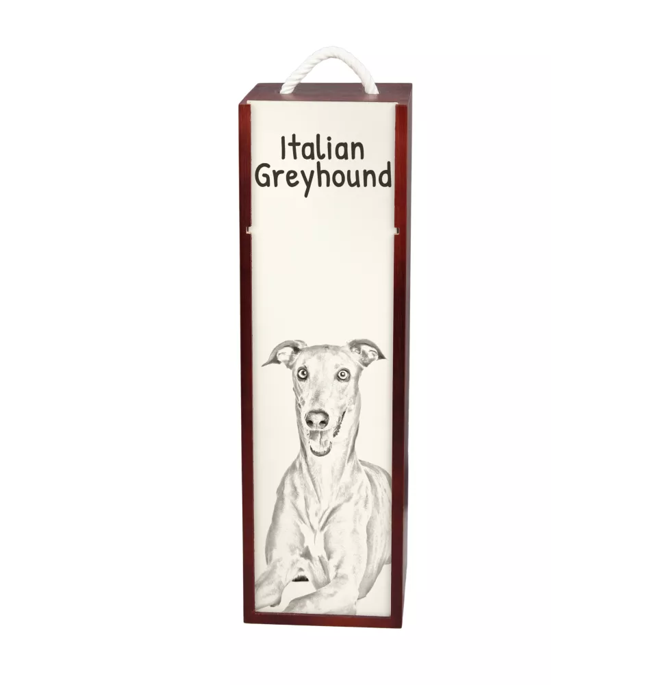 Levrette d'Italie, Petit lévrier italien - boîte à vin avec chien, boîte à alcool avec graphisme, boîte cadeau personnalisée de la marque Art-Dog