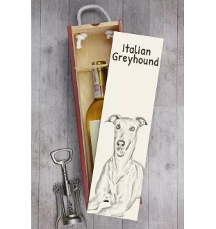 Italienisches Windspiel, Italian Greyhound - Weinbox mit Hund, Alkoholbox mit Grafik, personalisierte Geschenkbox der Marke Art-Dog