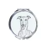 Italienisches Windspiel, Italian Greyhound - Taschenspiegel mit Hund, personalisierter Taschenspiegel, kompakter Spiegel mit Art-Dog-Logo