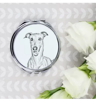Levrette d'Italie, Petit lévrier italien - miroir de poche avec chien, miroir personnalisé pour sac à main, miroir compact avec impression de la marque Art-Dog