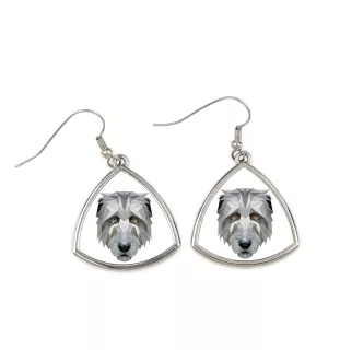Lévrier irlandais, Irish wolfhound - boucles d'oreilles avec une photo et un motif de chien géométrique Art-Dog