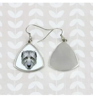 Irischer Wolfshund, Irish Wolfhound - Ohrringe mit einem Bild und dem Schriftzug "Geometrischer Hund" von Art-Dog